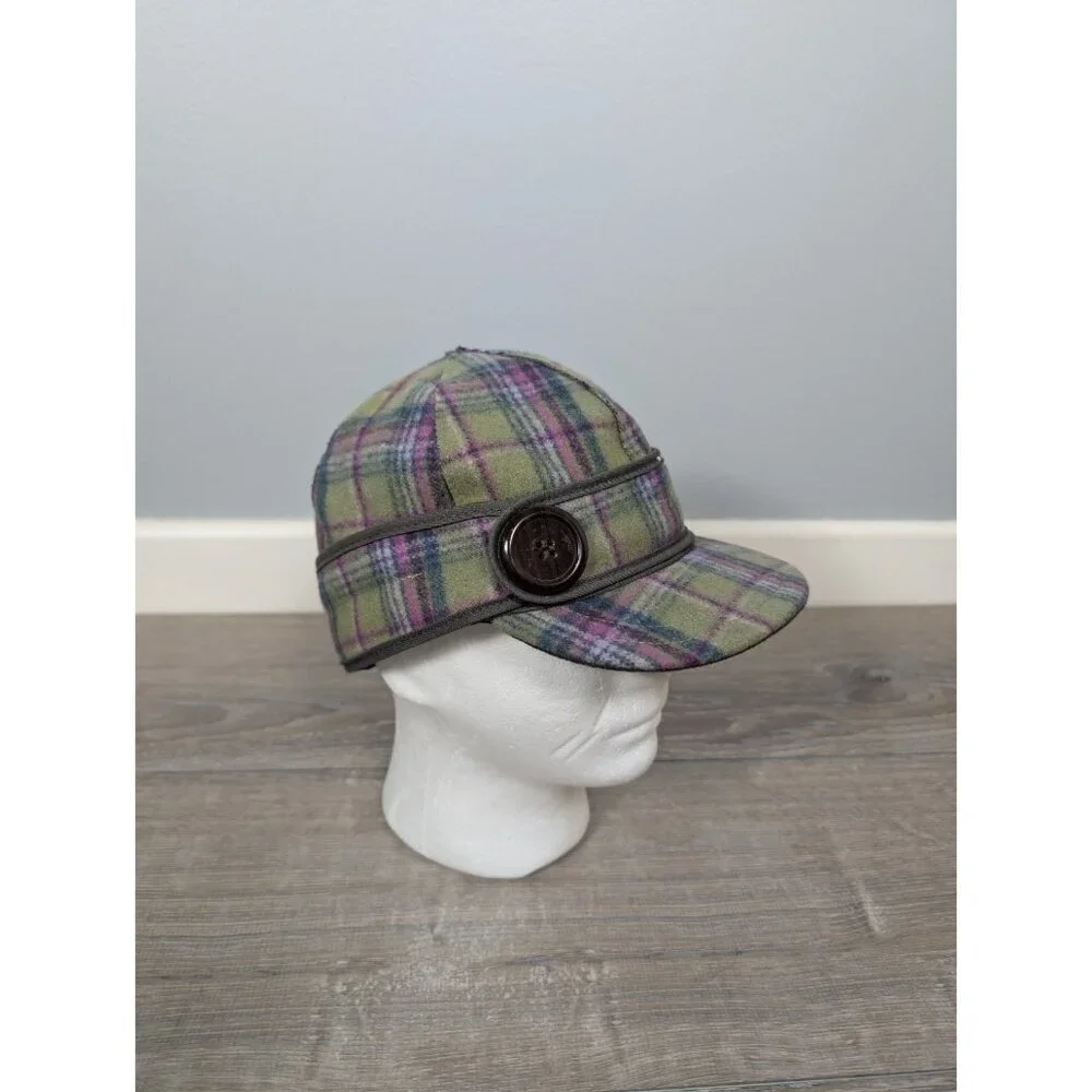 Stormy Kromer Womens The Button Up Size 7 1/4 Aurora Green Purple Plaid Hat